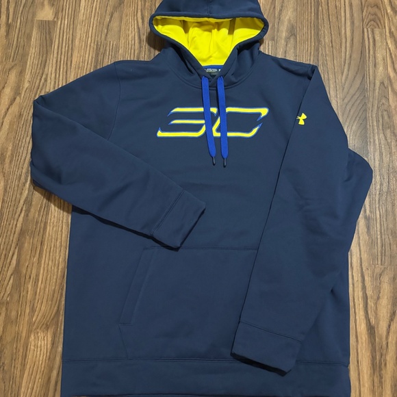 Under Armour * Steph Curry Pullover Sweatshirt Hoodie * Blue & Gold Size 2XL - Picture 7 of 10